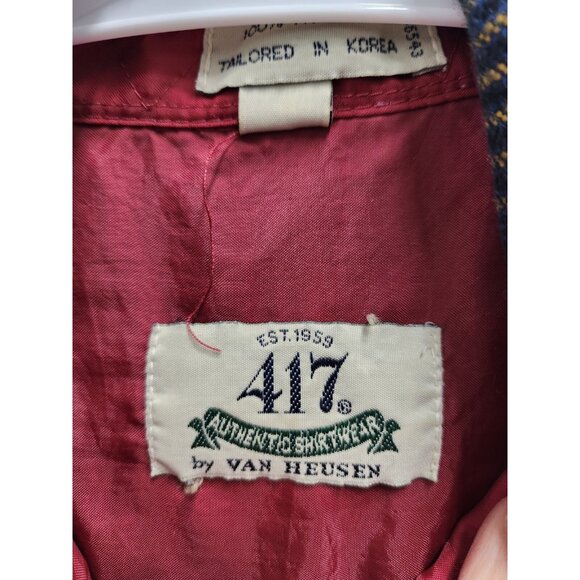 Vintage Van Heusen Mens Flannel Shirt Large Red Plaid Button Front Long Sleeve - Picture 4 of 8